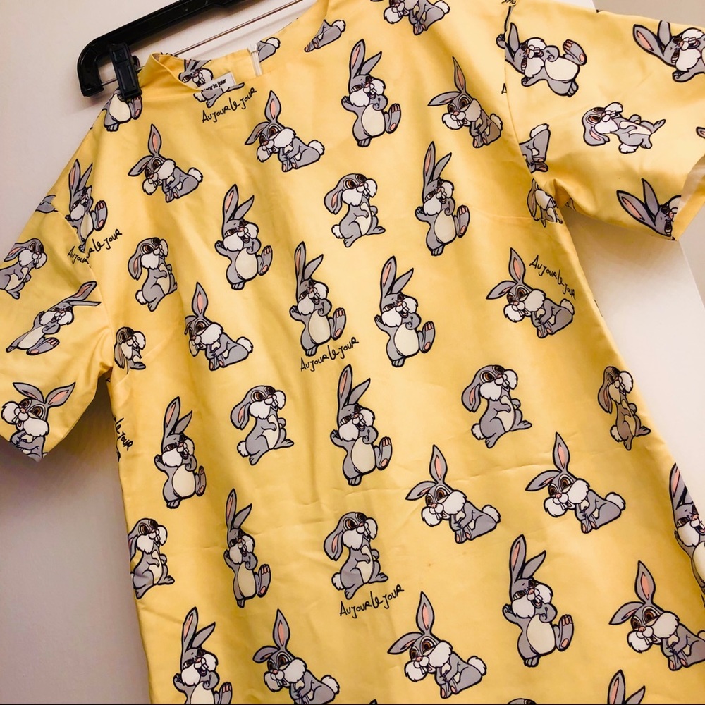 AuJourle Jour Super cute rabbit lemon yellow dress